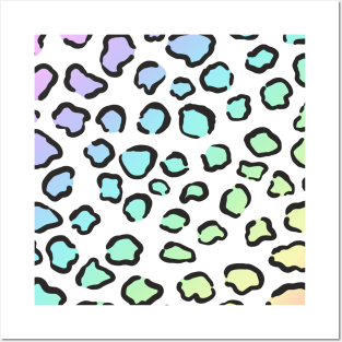 Pastel Rainbow Leopard Pattern Posters and Art